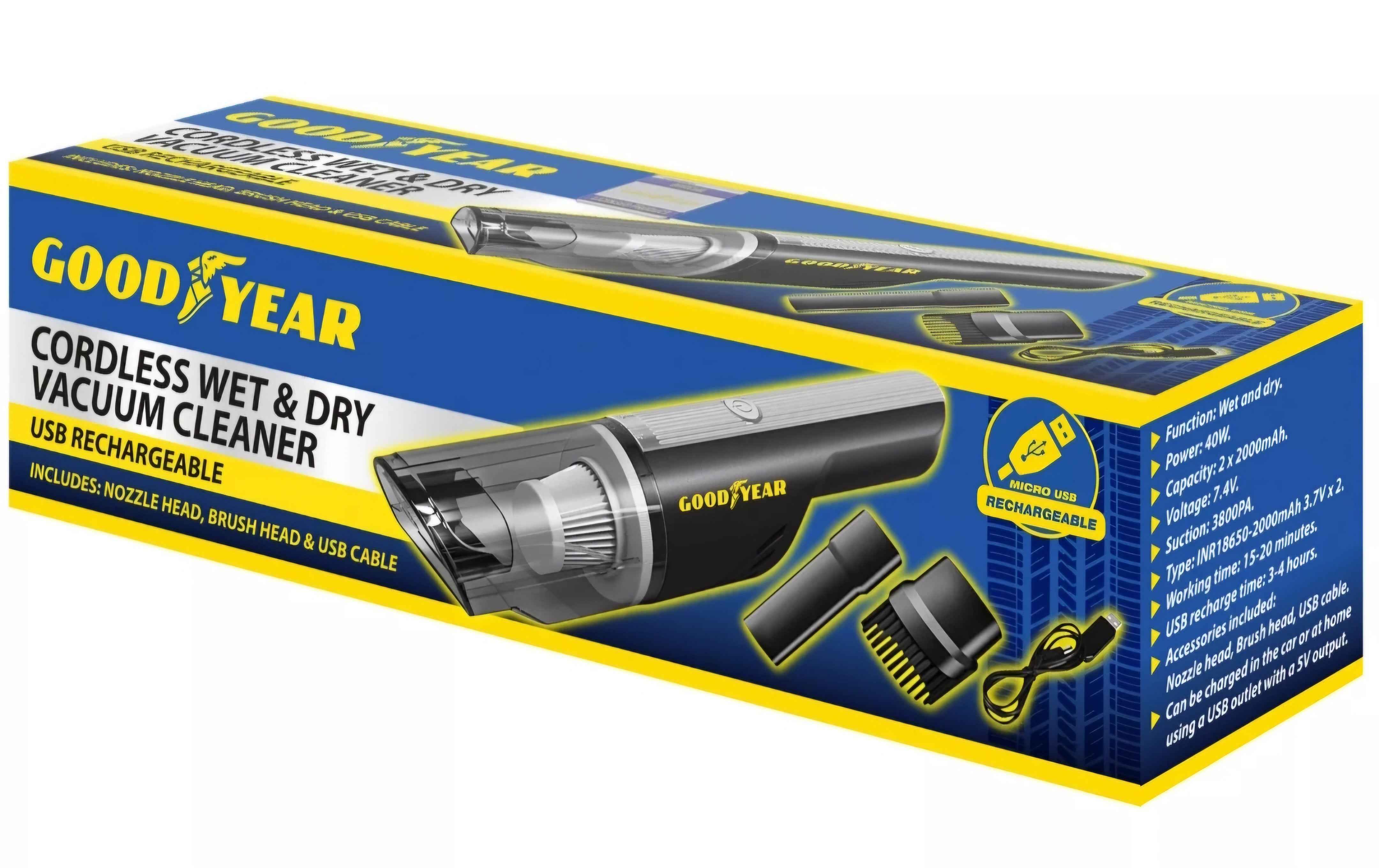 GoodYear Wet And Dry Cordless Car Vacuum Cleaner