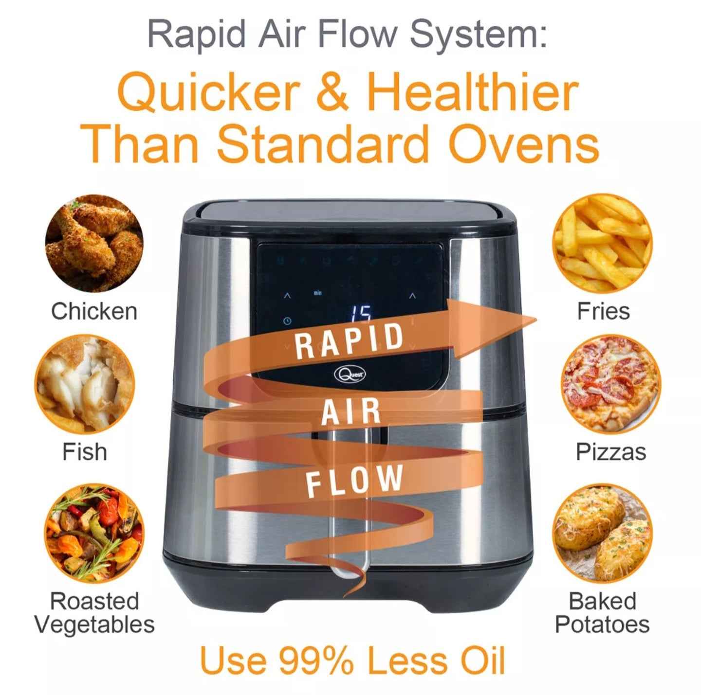 Quest 5.5L Digital Stainless Steel Air Fryer