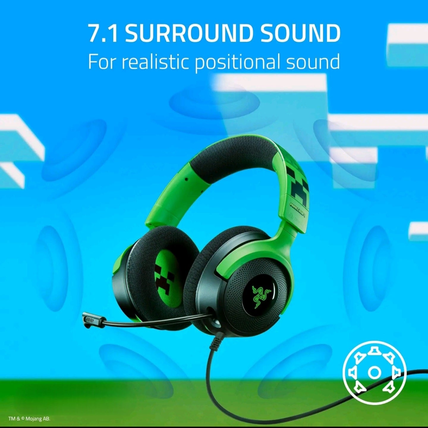 Razer Kraken V4 X 7.1 Minecraft Edition Gaming Headset