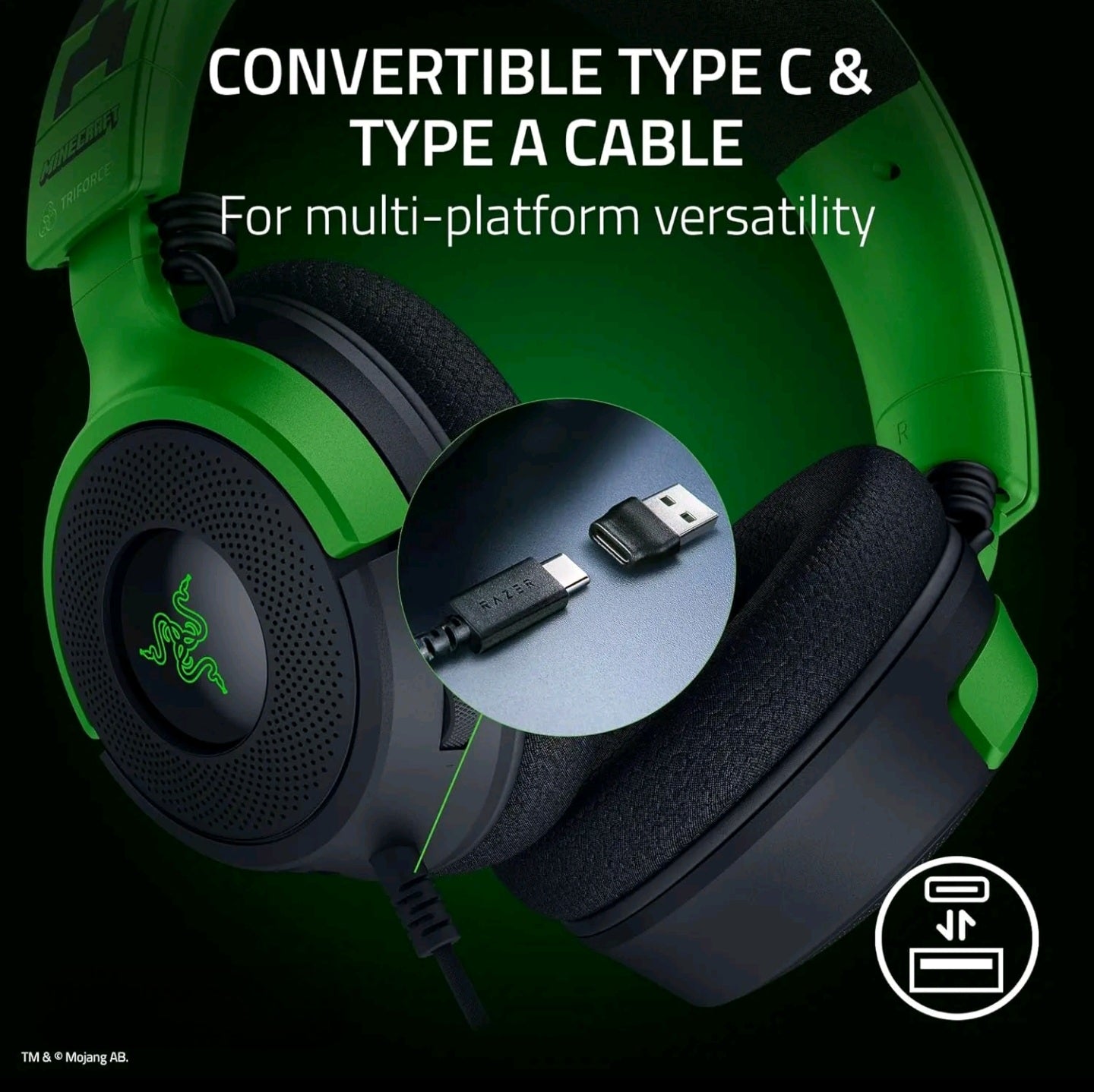 Razer Kraken V4 X 7.1 Minecraft Edition Gaming Headset